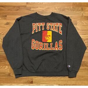Vtg Champion Pitt State Gorillas Crewneck Sweatshirt Size XXL 2XL Gray EUC